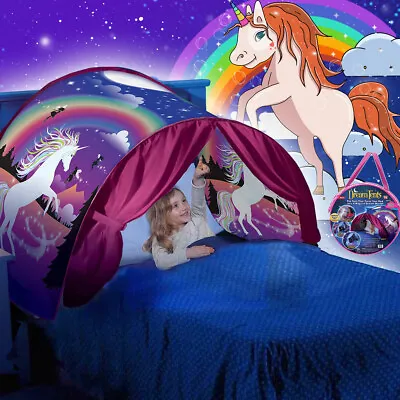 Buy Dream Tents Kids Play House Unicorn Foldable Pop Up Bed Tent Indoor Xmas Gifts • 13.99£