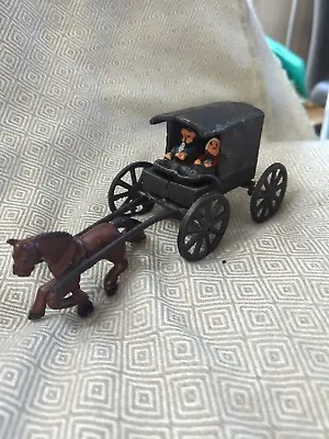 Buy Vintage Toy Cast Iron Metal Amish Family On Horse Drawn Carriage Buggy Wagon  • 53.08£
