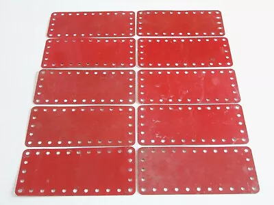 Buy 10 Meccano 5 X 11 Hole Flexible Metal Plates 192 Mid Red No Slots Stamped MMIE • 6£