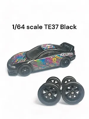 Buy Hot Wheels Black Real Riders Wheels Rims Rubber Tyres Set 1/64 • 4.99£
