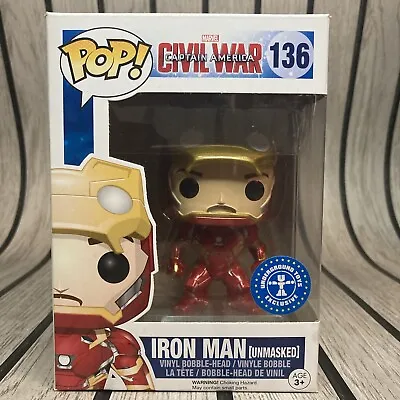 Buy Iron Man Unmasked Marvel Funko Pop #136 Underground Toys Exclusive Civil War • 9.99£
