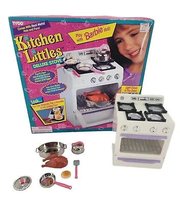 Buy Vintage 1996 Tyco Kitchen Littles Deluxe Stove Barbie Oven Sounds Food Box Works • 95.06£