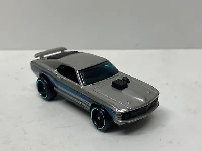 Buy Hot Wheels Mustang Mach 1 Grey With Blue Stripe Mattel 1997 Unboxed • 2.99£