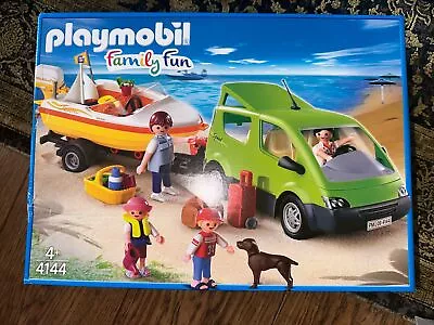 Buy Playmobil Family Van With Boat And Trailer Kids Traveling Playset 4144 Playset • 15£