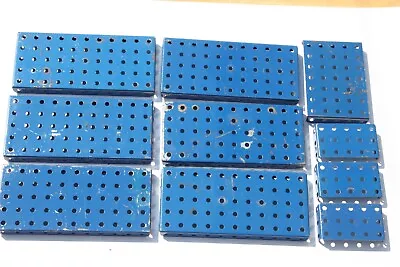 Buy ORIGINAL VINTAGE MECCANO, LOT OF 10 BLUE FLANGED PLATE, STAMPED, No. 51, 52, 53 • 4.99£