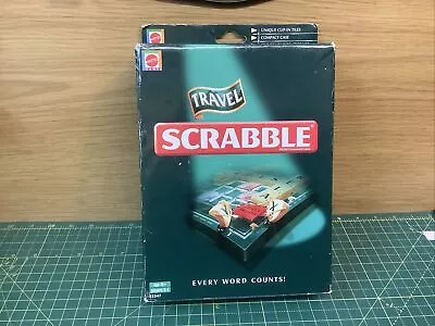Buy Mattel Travel Scrabble Deluxe Board Game 2005 Boxed Hard Plastic Green Case NEW • 37£