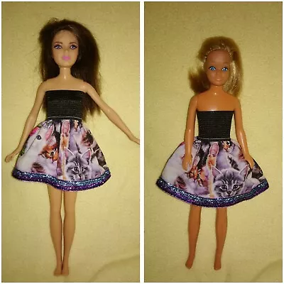 Buy Barbie Skipper Dolls Dress Cats Mini Dress Skirt Glitter Ball Dress #G • 2.56£