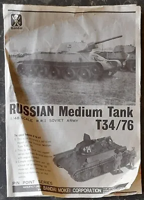 Buy Bandai 1:48 Scale Russian Medium Tank T34/76 Model Kit Instructions • 1.99£