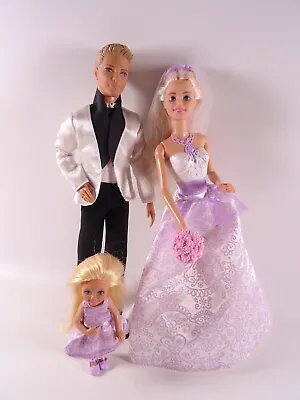Buy Bridal Couple Play Set Barbie Ken Chelsea Fashion Dolls Suit Wedding Dress (13562) • 30.84£