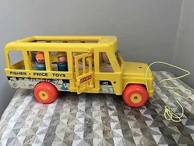 Buy Vintage Fisher Price Little People School Bus Pull Along Toy + 5 Figures | 1965 • 17.99£