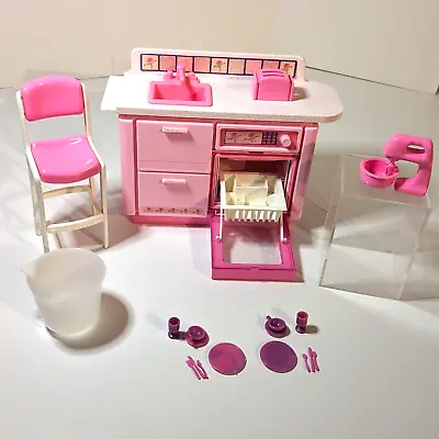 Buy Vintage Barbie 1991 Mattel Wash & Watch Pink Kitchen Sink, Dishwasher With Parts • 45.63£