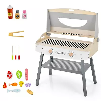 Buy Kids Barbecue Grill Playset Wooden Kitchen Role Play Toy BBQ W/Clip 4 BBQ Poles • 44.95£