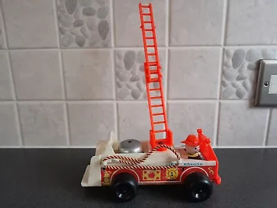 Buy Vintage 1968 - Fisher Price Little People Wooden Fire Engine Truck With Bell • 7.99£