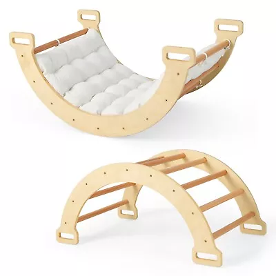 Buy 2-in-1 Arch Rocker Toddlers Wooden Double-Sided Climbing Arch Rocking Toy • 189.95£
