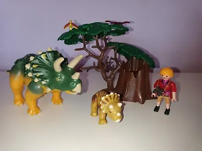 Buy Playmobil 5234 Dinosaurs Triceratops & Baby Explorer & Hiding Tree • 11.95£