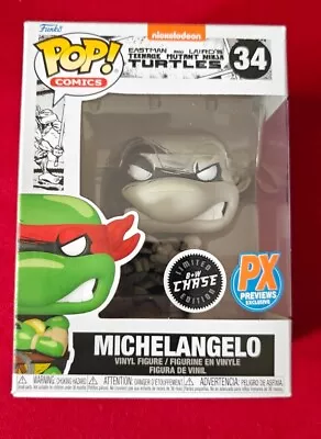 Buy Funko Pop TMNT Michaelangelo #34 Limited Edition B&W Chase Exclusive  • 18£
