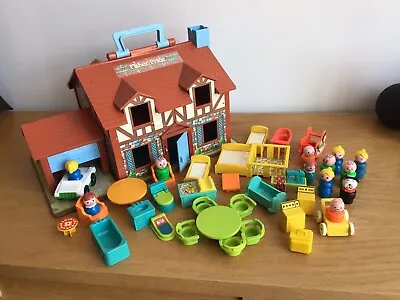 Buy Vintage Fisher Price Tudor House 952 ~ With Many Accessories ~ Bell & Doors Work • 50£