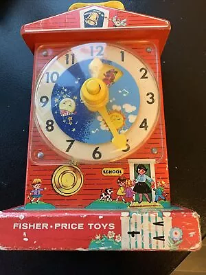 Buy Vintage 1962-1968 Fisher Price Music Box Teaching Clock 998 Wind Up Schoolhouse • 8£