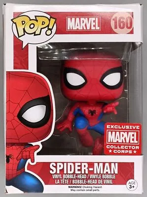 Buy Funko POP #160 Spider-Man (Action Pose) MCC Damaged Box With Protector • 16.79£