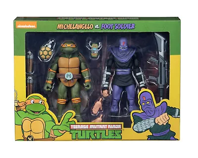 Buy Michelangelo Vs Foot Soldier 2-Pack Teenage Mutant Ninja Turtles TMNT Figure NECA • 231.59£