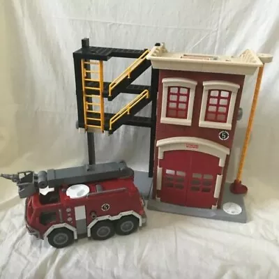 Buy Imaginext Fire Station House & Fire Engine Play Set Lights Sounds Fisher Price • 19.99£