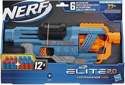 Buy Nerf Elite 2.0 Commander RD-6 Blaster, 12 Official Nerf Darts Blaster Toy Fun  • 19.99£