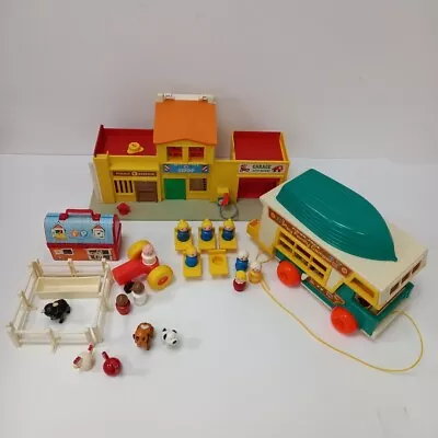 Buy Vintage Fisher Price Toys Play Set Camper Van Village Farm School RMF07-SJT • 7.99£