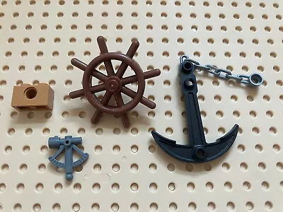 Buy LEGO Ship Boat Wheel Helm Lego Anchor & Sextant NEW Part 4790 / 52395 & 95354 • 6.75£