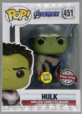 Buy Funko POP #451 Hulk (Team Suit) Glow Marvel Avengers - Includes POP Protector • 12.59£
