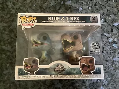 Buy Funko Pop Jurassic World Exhibition Exclusive Blue & T-rex 2 Pack • 42£
