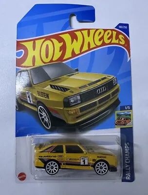 Buy Hot Wheels 2022 180/250 Rally Champs '84 Audi Sport Quattro Yellow CARDED SEALED • 3.99£