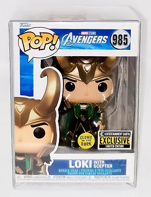 Buy Avengers Loki W Scepter Funko Pop Ent Earth Exc LE GITD 985 + Pop Protector • 79.99£