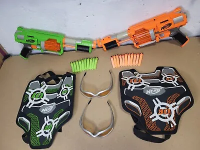 Buy 2 X Nerf Dart Tag Fury Fire Shotgun With Vests & Glasses + Bullets 2 Player Game • 13.99£