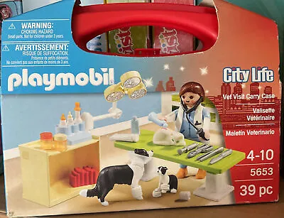 Buy 5653 Playmobil Vet Visit Carry Case City Life Playset Includes 39 Pieces Age 4+ • 16£