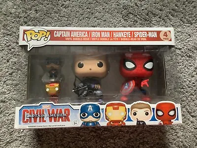 Buy Captain America Civil War Funko Pop 4 Pack Spider-Man Hawkeye Iron Man • 24£