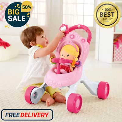 Buy Fisher-Price Princess Stroll-Along Musical Walker And Doll Stroller Gift Toddler • 51.75£