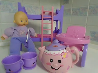 Buy  Stage Singing Teapot /Teacups FISHER PRICE Baby Doll Bunk Bed High Chair,Ladder • 10.50£