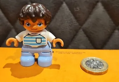 Buy LEGO DUPLO TODDLER BOY SON Blue Outfit FIGURE Rare Brown-Haired Hispanic • 3.99£