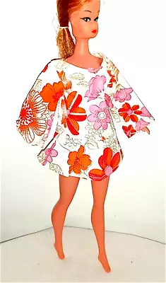 Buy BARBIE 60/70s - Beautiful Curious Orange Flower Red Plastic Dress B661 • 10.28£