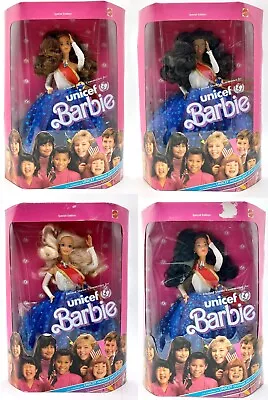 Buy Lot Of 4x Mattel 1989 UNICEF Barbie Doll: 4774 + 1920 + 4782 + 4770 / NrfB • 170.62£