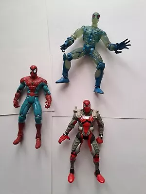 Buy Spiderman Action Figures Bundle Clear Blue Ice Armour Toy-biz 1996  Marvel 1999 • 14.99£