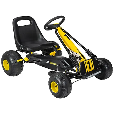 Buy Ride On Go Kart Kids Car 4-Wheel Racer Adjustable Seat Outdoor Toy Black Yellow • 109.95£