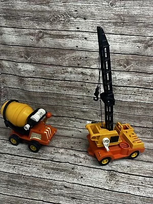 Buy Fisher Price Cement Mixer And Crane Construction Toys 315 1970s • 29.99£