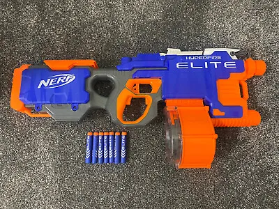 Buy NERF N-Strike Elite Hyperfire Blaster Motorised Gun With 25 Dart Drum + Bullets • 19.99£