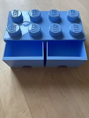 Buy Storage Brick Box LEGO, 2 Drawers With 8 Knobs Light Blue • 27£