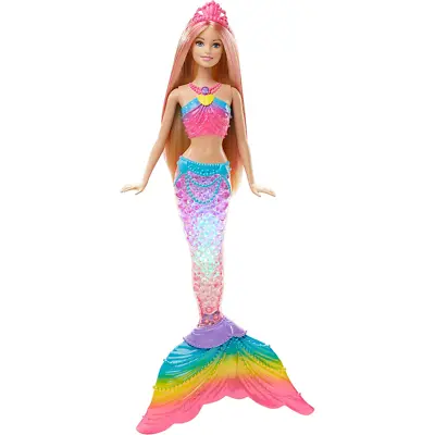 Buy Barbie Rainbow Lights Mermaid Doll Light Up Water Activated (Box Damaged) • 19.99£