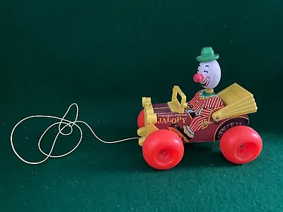 Buy Vintage Fisher Price Wooden & Plastic Clown / Jalopy Pull A Long Toy Car • 9.95£