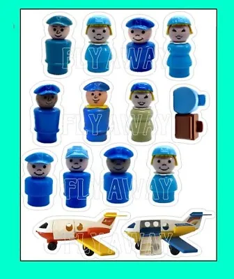 Buy Vintage Fisher Price Little People AIRPORT STICKERS SET Airplanes Pilot Planes • 7.56£
