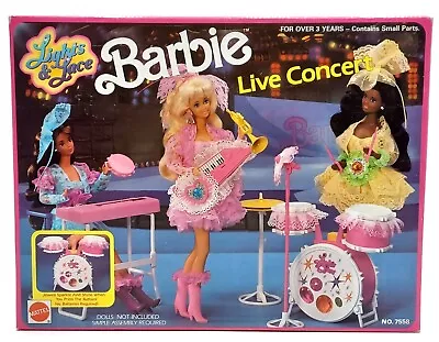 Buy 1991 Barbie Lights & Lace Live Concert Playset / Instruments Set / Mattel 7558 • 66.70£