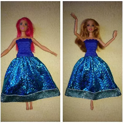 Buy Barbie Curvy Glitter Dress Mermaid Doll Clothing Princess Turquoise Blue 72 • 10.40£